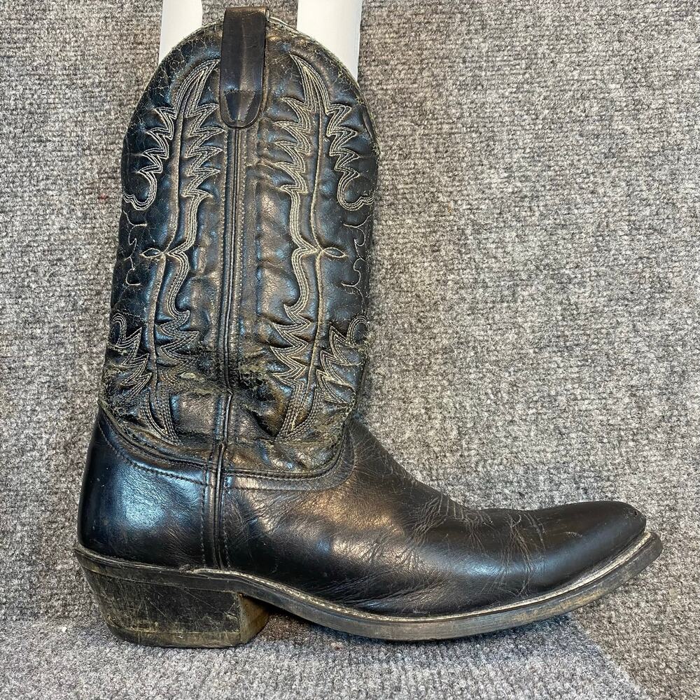 Double H Cowboy Boots Hypalon Oil Resistant Mens 11 Black Western Embroidered